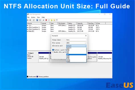 The small cluster size is recommended for the small files to improve the disk space utilization of the partition. . Allocation unit size for exfat